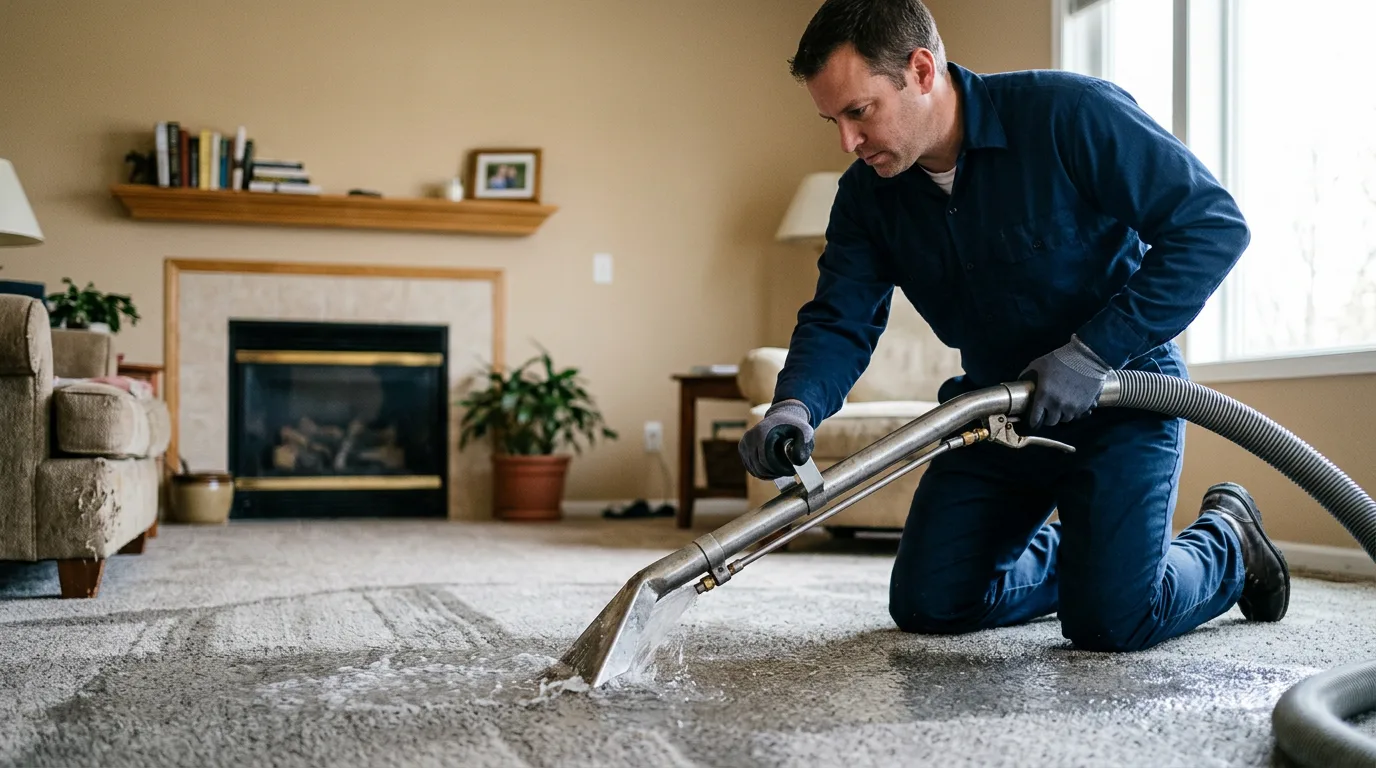 Water damage restoration technician working near Mackinac Island, MI